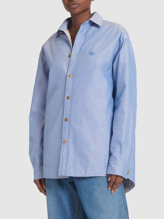 Etro: 大廓型棉质衬衫式夹克 - 浅蓝色 - women_1 | Luisa Via Roma