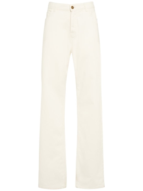 Etro: High rise cotton denim baggy jeans - White - women_0 | Luisa Via Roma