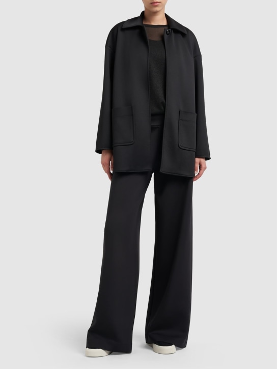 Max Mara: Pantalon ample en jersey néoprène Levante - Noir - women_1 | Luisa Via Roma