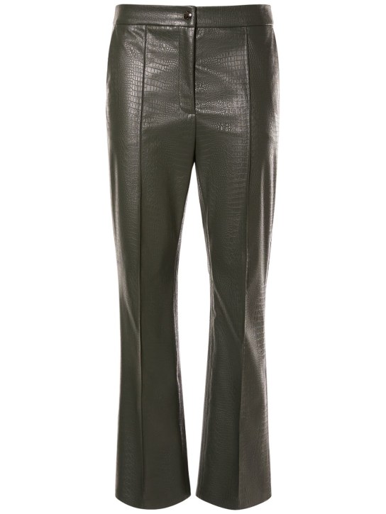 Max Mara: Queva croc faux leather straight pants - Koyu Yeşil - women_0 | Luisa Via Roma
