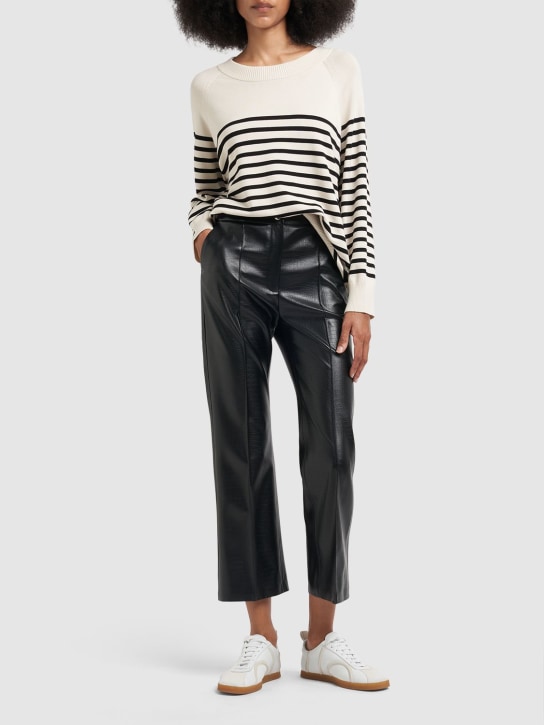 Max Mara: Pantalon droit en simili-cuir Queva - Noir - women_1 | Luisa Via Roma