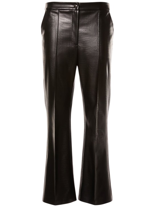 Max Mara: Queva croc faux leather straight pants - Siyah - women_0 | Luisa Via Roma