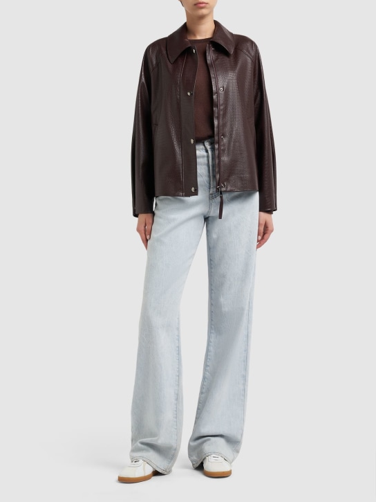 Max Mara: Nepal embossed faux leather shirt jacket - women_1 | Luisa Via Roma