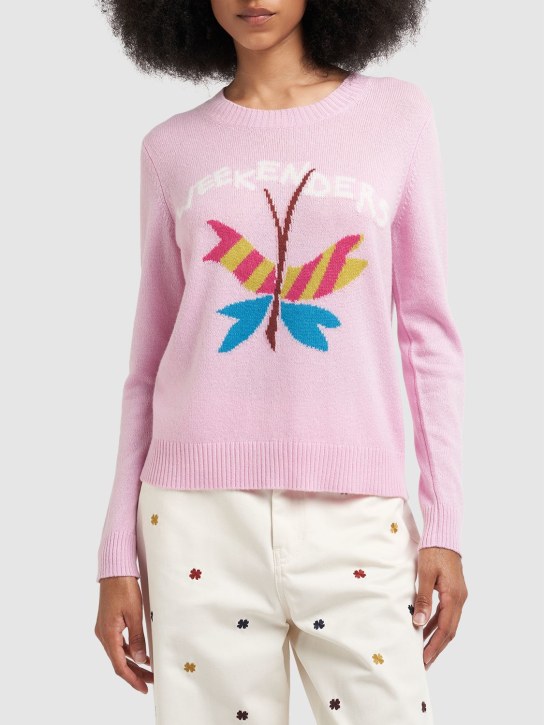 Weekend Max Mara: Adelchi intarsia logo knit sweater - Pink - women_1 | Luisa Via Roma