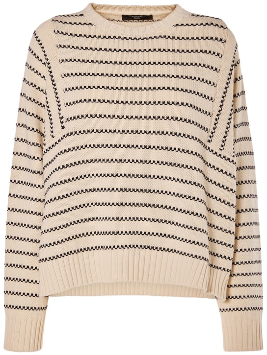 Weekend Max Mara: Natura striped cotton blend knit sweater - women_0 | Luisa Via Roma