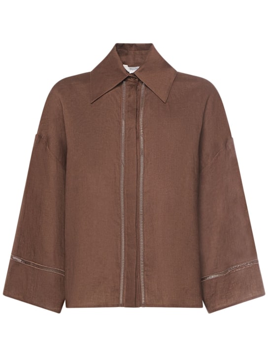 Max Mara: Robinia linen wide sleeve shirt - women_0 | Luisa Via Roma