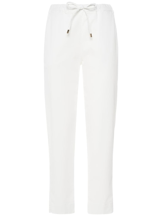 Max Mara: Pantalones rectos de dril de algodón - Blanco - women_0 | Luisa Via Roma
