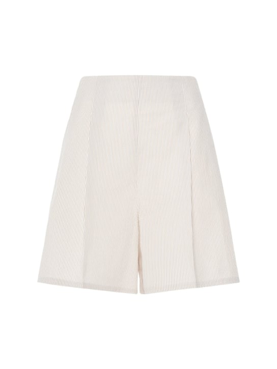 Max Mara: Shorts de algodón seersucker - Blanco/Ecrú - women_0 | Luisa Via Roma