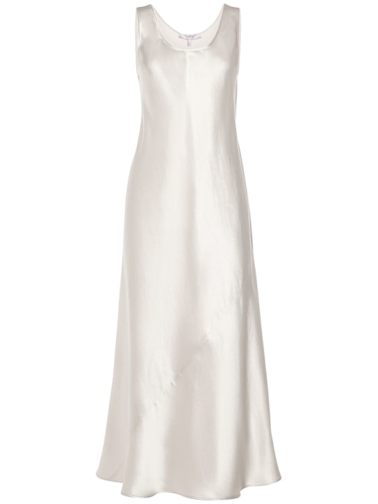 Max Mara: Talete sleeveless satin midi dress - Silver - women_0 | Luisa Via Roma