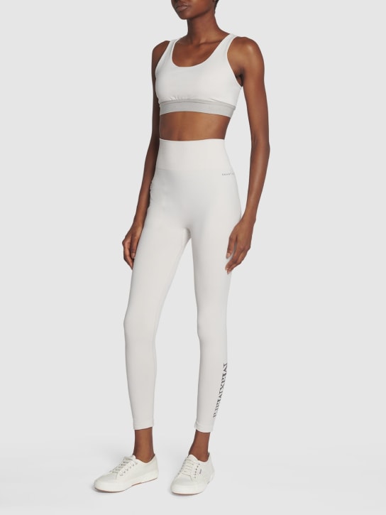 Max Mara: Pirania logo jersey seamless leggings - White - women_1 | Luisa Via Roma