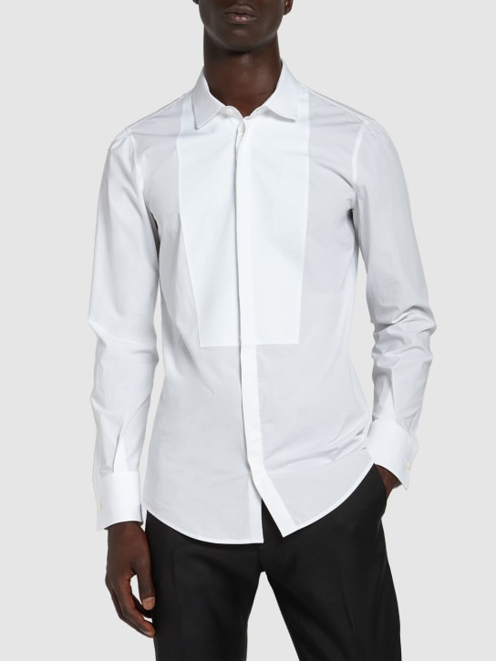 Dsquared2: Slim Fit cotton tuxedo shirt - White - men_1 | Luisa Via Roma