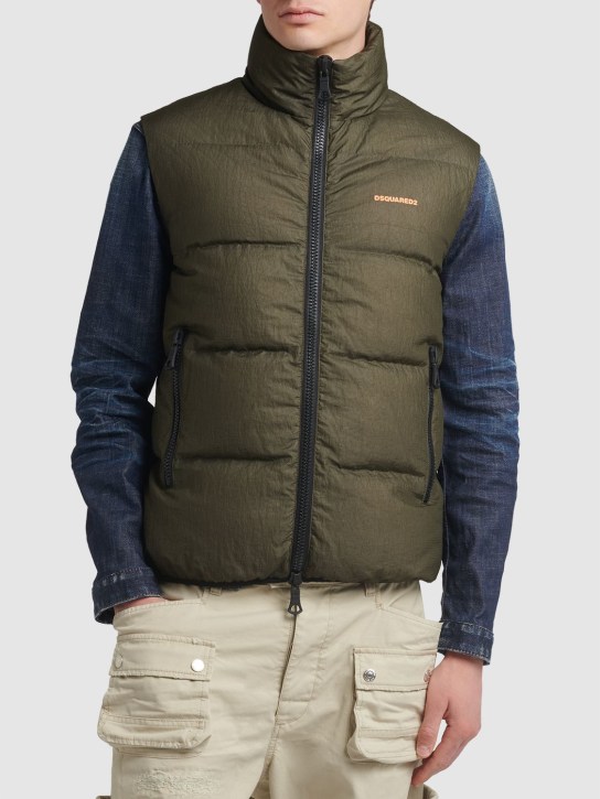 Dsquared2: Piumino smanicato in nylon con logo - men_2 | Luisa Via Roma
