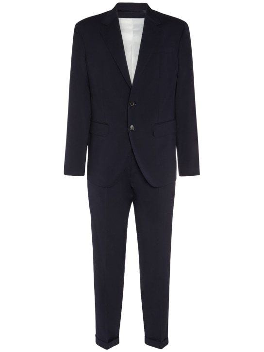 Dsquared2: Cipro Fit single breasted wool suit - Lacivert - men_0 | Luisa Via Roma