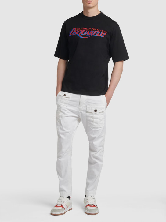 Dsquared2: T-Shirt aus Baumwolle mit Logodruck - Schwarz - men_1 | Luisa Via Roma