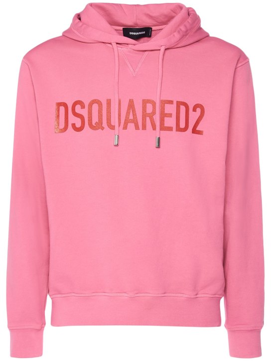 Dsquared2: Logo Cool Fit cotton hoodie - Pembe - men_0 | Luisa Via Roma