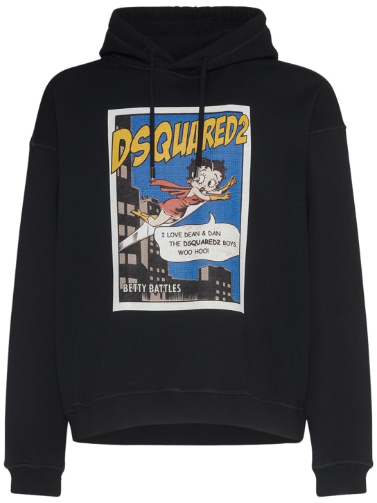 Dsquared2: Betty Boop printed cotton hoodie - Black - men_0 | Luisa Via Roma