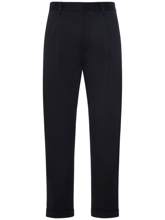 Dsquared2: Pantalones plisados de algodón stretch - Negro - men_0 | Luisa Via Roma