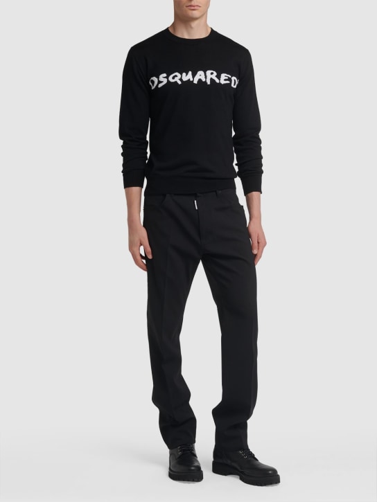Dsquared2: Tailored 642 Fit stretch wool pants - Black - men_1 | Luisa Via Roma