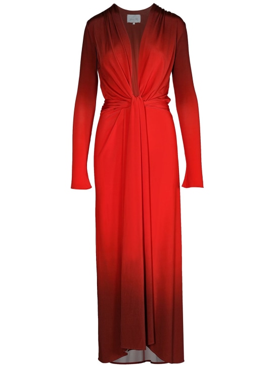 Johanna Ortiz: Red Mito De La Selva viscose midi dress - Red - women_0 | Luisa Via Roma