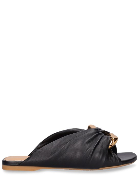 JW Anderson: Corner leather slide sandals - Black - women_0 | Luisa Via Roma
