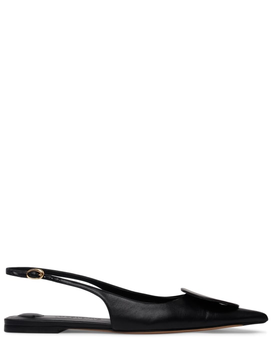 Jacquemus: Zapatos planos destalonados de piel 10mm - Negro - women_0 | Luisa Via Roma