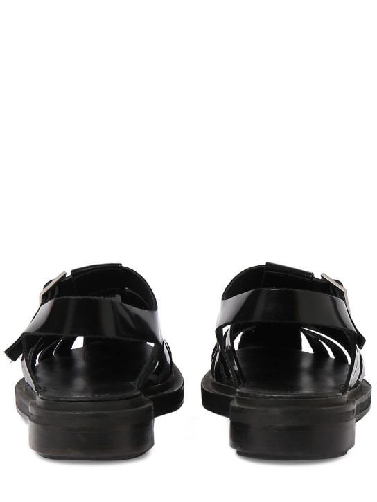 AMI Paris: Fisherman brushed leather sandals - Black - men_5 | Luisa Via Roma