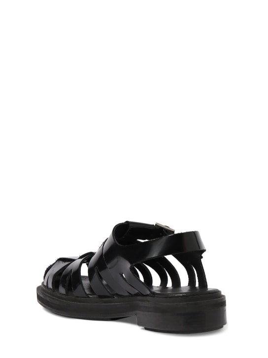 AMI Paris: Fisherman brushed leather sandals - Black - men_3 | Luisa Via Roma