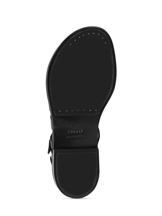 AMI Paris: Fisherman brushed leather sandals - Black - men_6 | Luisa Via Roma