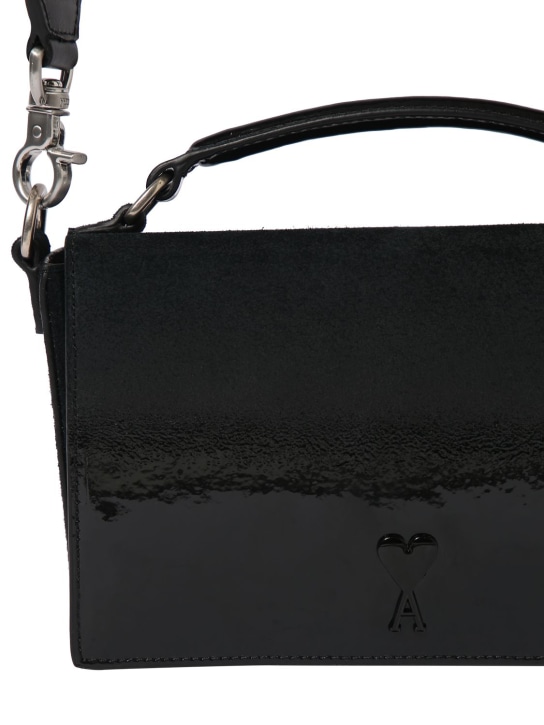AMI Paris: Lunch Box patent leather & suede bag - men_1 | Luisa Via Roma