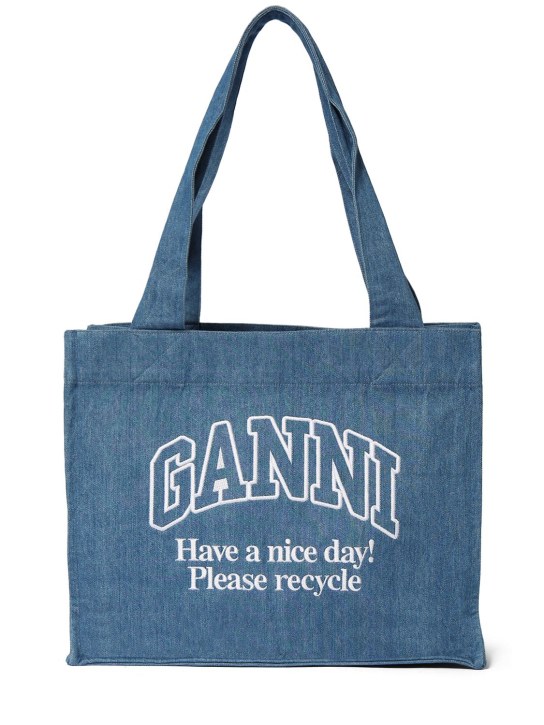 GANNI: Large Easy denim tote bag - women_0 | Luisa Via Roma