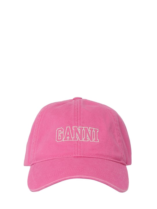 GANNI: 코튼 베이스볼 캡 - Shocking Pink - women_0 | Luisa Via Roma