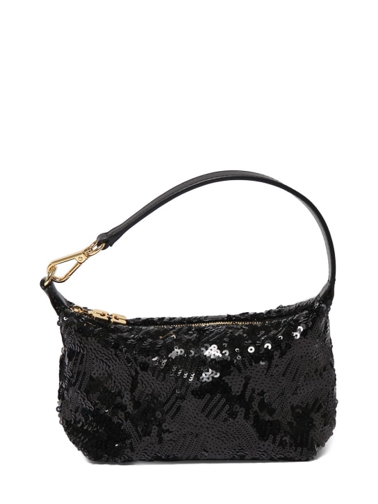 GANNI: Small Butterfly sequined top handle bag - Siyah - women_0 | Luisa Via Roma