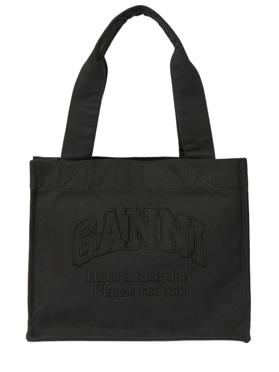 GANNI: Large Easy recycled cotton tote bag - women_0 | Luisa Via Roma
