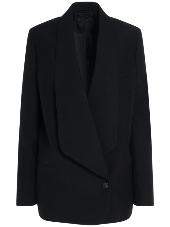 Loro Piana: Sheri cotton & silk jacket w/wide lapels - Black - women_0 | Luisa Via Roma