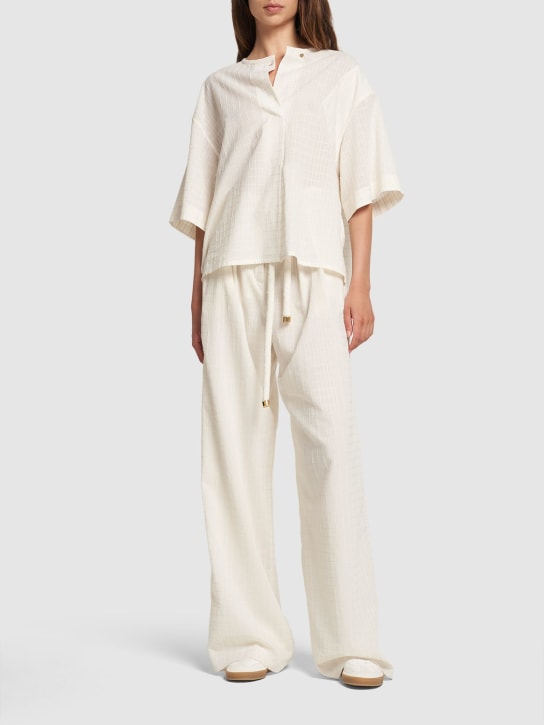 Loro Piana: Adriana cotton blend lurex shirt - Ivory/Gold - women_1 | Luisa Via Roma