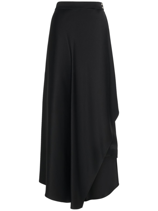 Loro Piana: Alin silk satin flared midi skirt - Siyah - women_0 | Luisa Via Roma