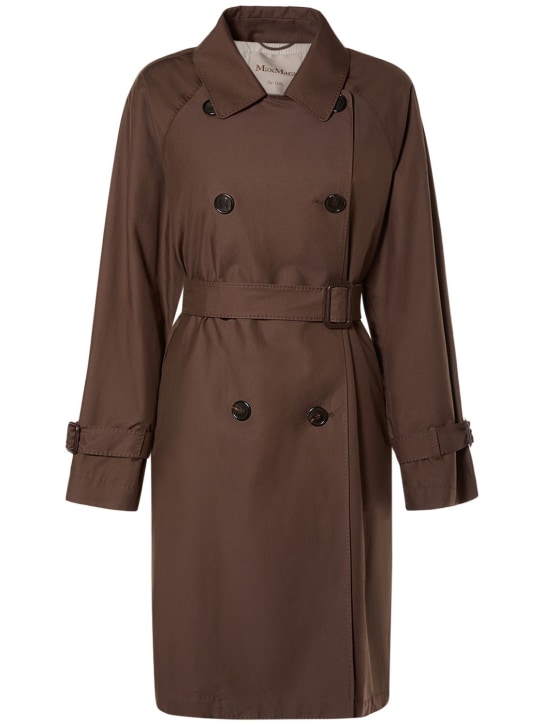 Max Mara: Titrench cotton twill midi trench coat - Brown - women_0 | Luisa Via Roma