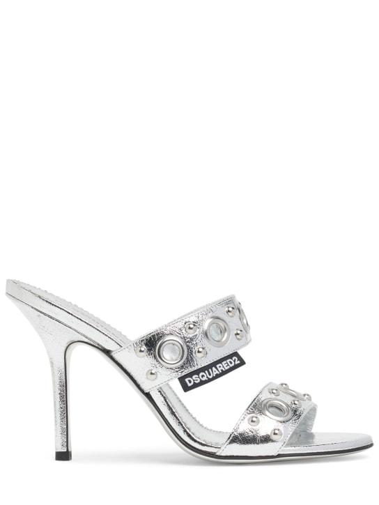 Dsquared2: 110毫米层压亮面穆勒凉鞋 - 银色 - women_0 | Luisa Via Roma