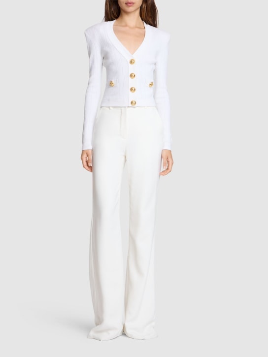 Balmain: Knit cropped cardigan - White - women_1 | Luisa Via Roma