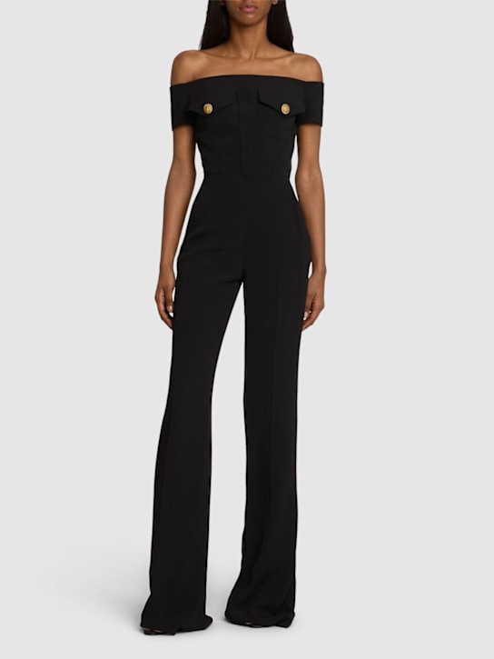 Off-shoulder flared crepe jumpsuit - Thumbnail 2