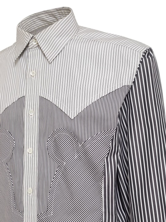 Maison Margiela: Striped cotton blend shirt - Siyah/Beyaz - men_1 | Luisa Via Roma