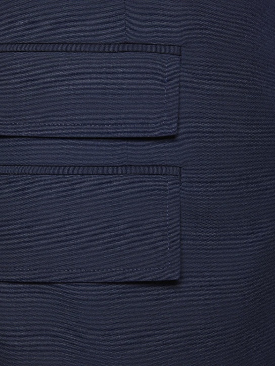 Thom Browne: Blazer en coton mélangé - Bleu Marine - men_1 | Luisa Via Roma