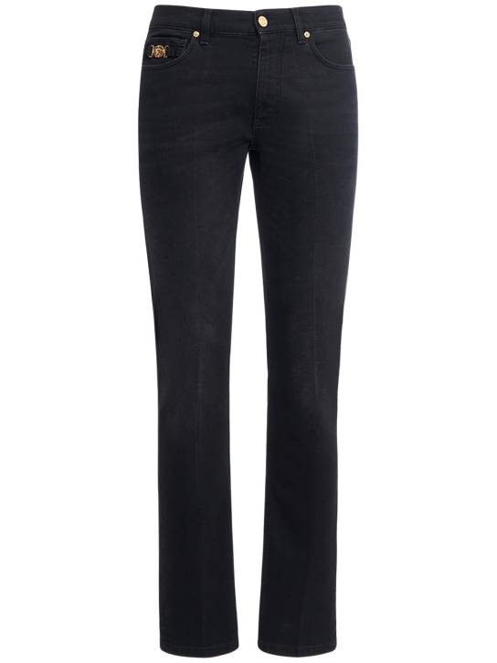 Versace: Stonewashed cotton denim jeans - Washed Black - men_0 | Luisa Via Roma