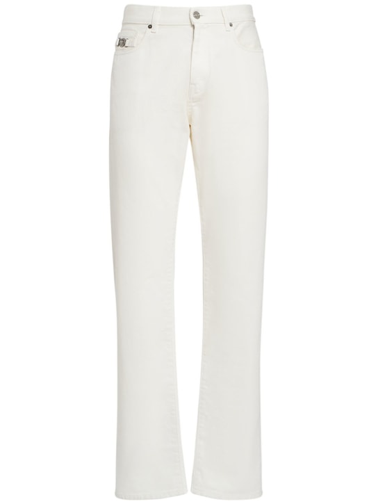Versace: Jeans in denim di cotone - Bianco - men_0 | Luisa Via Roma