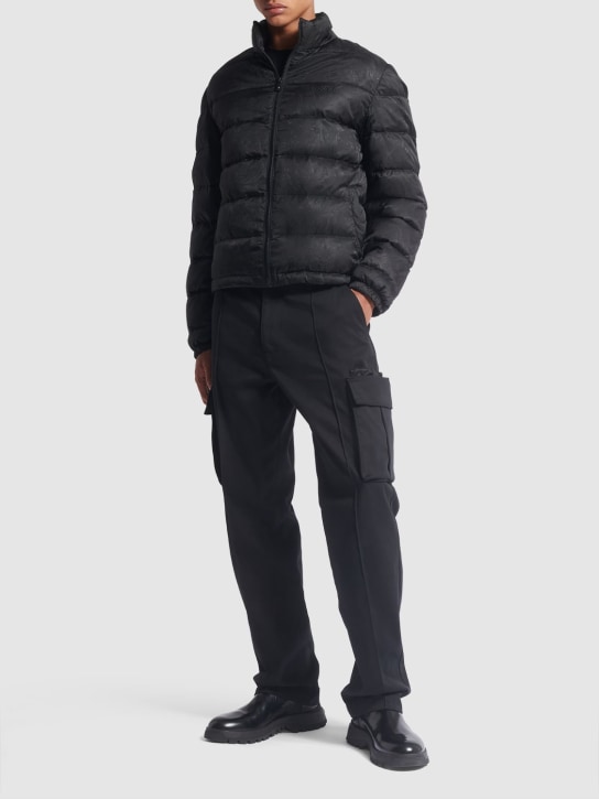 Versace: Barocco jacquard nylon down jacket - Black - men_1 | Luisa Via Roma