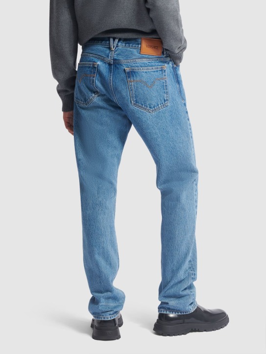 Versace: Cotton denim jeans - Light Blue - men_2 | Luisa Via Roma