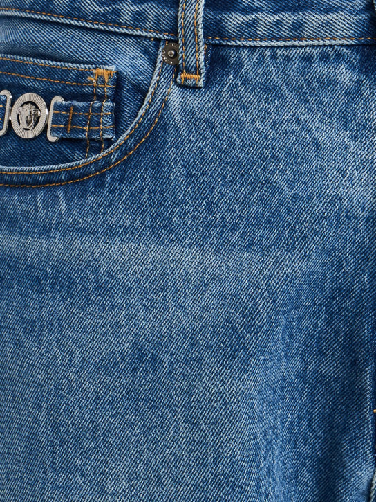 Versace: Cotton denim jeans - Light Blue - men_3 | Luisa Via Roma
