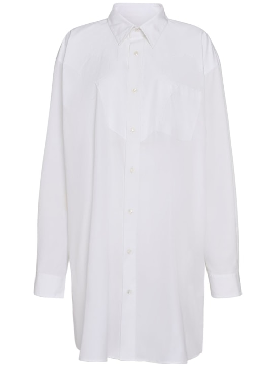 Maison Margiela: Camisa larga de popelina de algodón - Blanco - women_0 | Luisa Via Roma