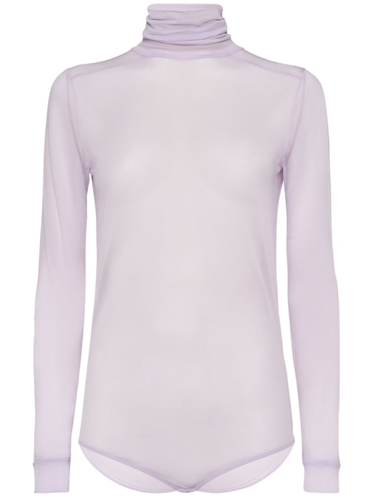 Maison Margiela: 粘胶纤维平纹针织长袖高领连体衣 - 丁香紫 - women_0 | Luisa Via Roma