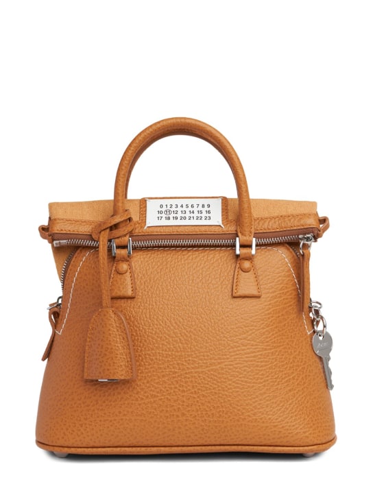 Maison Margiela: 5AC mini grained leather top handle bag - Hardal Rengi - women_0 | Luisa Via Roma
